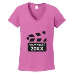 Women's Heavy Cotton 100% Cotton V Neck T Shirt Thumbnail