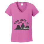 Women's Heavy Cotton 100% Cotton V Neck T Shirt Thumbnail