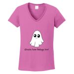 Women's Heavy Cotton 100% Cotton V Neck T Shirt Thumbnail