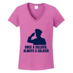 Women's Heavy Cotton 100% Cotton V Neck T Shirt Thumbnail